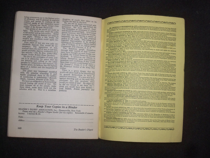1929 FEBRUARY THE READER'S DIGEST SOFTCOVER BOOK-NUMBER 82-YELLOW COVERS- J 9926