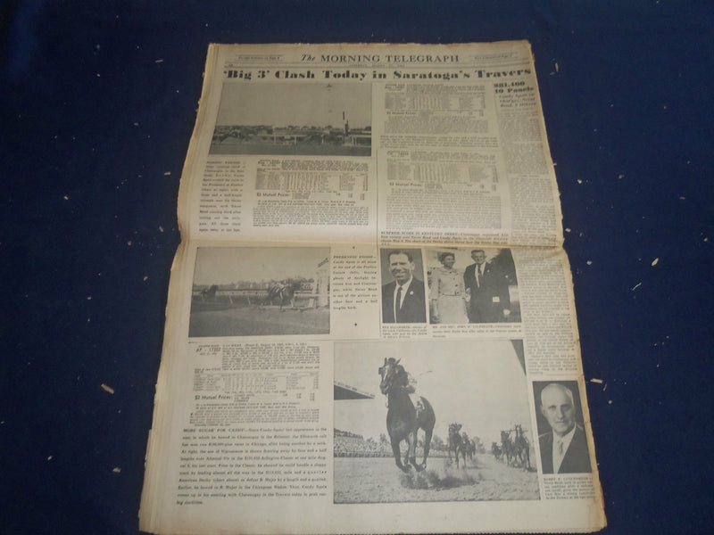 1963 AUGUST 17 THE MORNING TELEGRAPH - BIG 3 CLASH IN $81,400 TRAVERS - NP 5551