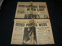 1947 NOVEMBER 19-20 BOSTON GLOBE NEWSPAPER LOT OF 2 - ROYAL WEDDING - NP 4251H