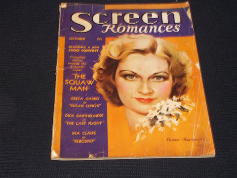 1931 OCTOBER SCREEN ROMANCES MAGAZINE - ELEANOR BOARDMAN COVER - E 16565