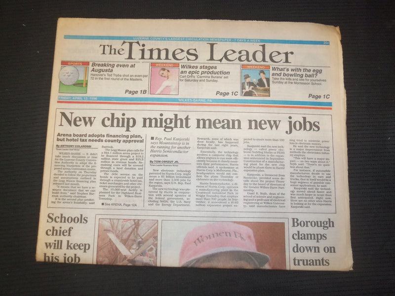 1996 APRIL 12 WILKES-BARRE TIMES LEADER - NEW CHIP MIGHT MEAN NEW JOBS - NP 7614