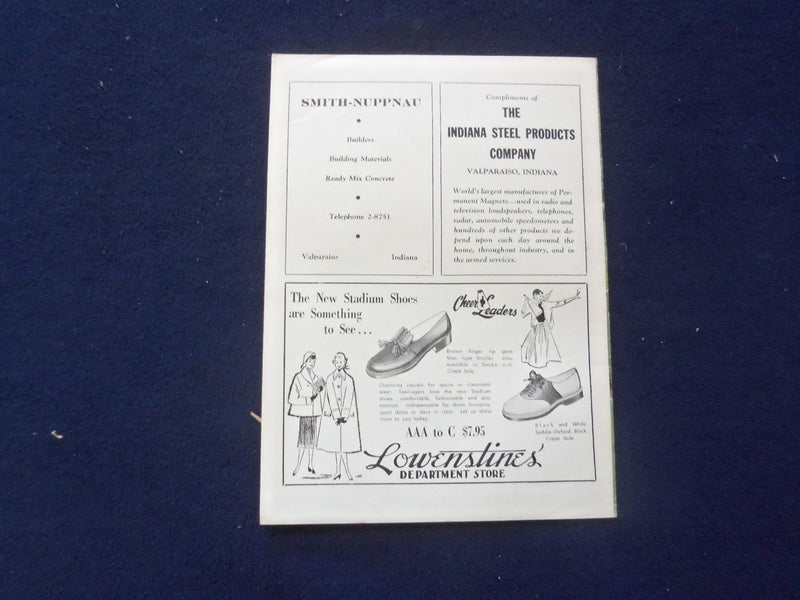 1954 OCTOBER 2 COLLEGE FOOTBALL PROGRAM - ST. JOSEPH'S VS. VALPARAISO - J 8445
