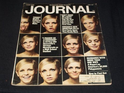 1967 JUNE LADIES' HOME JOURNAL MAGAZINE - TWIGGY FRONT COVER - E 4443