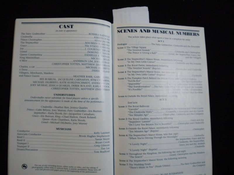 2003 CINDERELLA PLAYBILL - 21 SIGNATURES - J 8258