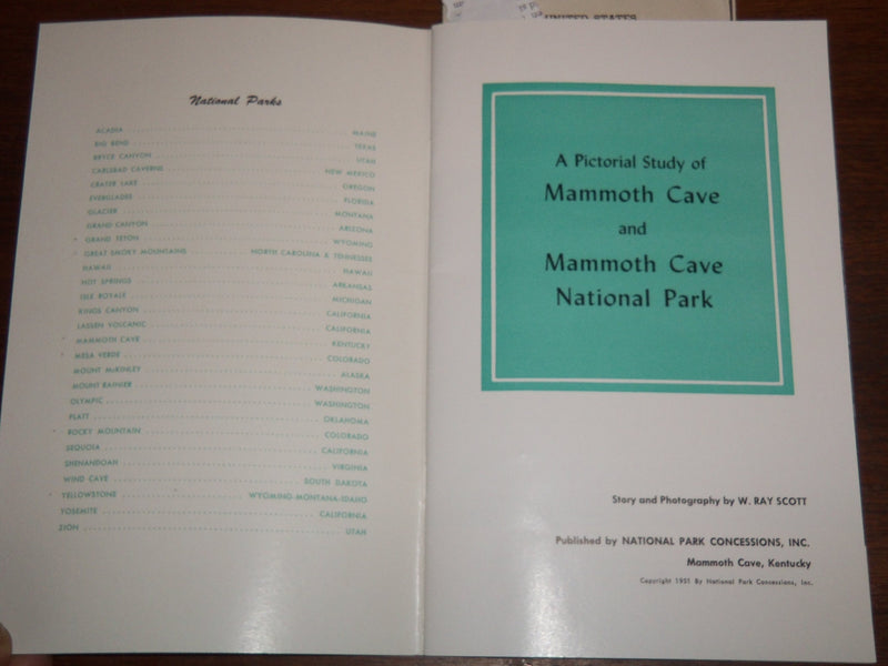 1951 MAMMOTH CAVE NATIONAL PARK PICTORIAL STUDY BOOK - KENTUCKY - K 1189