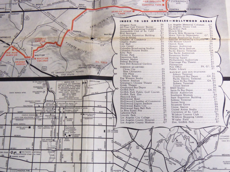 1949 SOUTHERN CALIFORNIA ALL YEAR CLUB SIGHT SEEING FOLD OUT MAP - J 8559