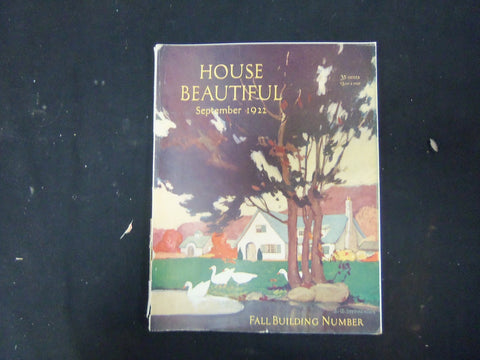 1922 SEPTEMBER HOUSE BEAUTIFUL MAGAZINE - GREAT PHOTOS & ADS - ST 3678