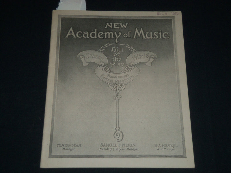 1915 DEC 6 WHAT BECAME OF DEEGAN FOLK? - NEW ACADEMY OF MUSIC PROGRAM - J 4087
