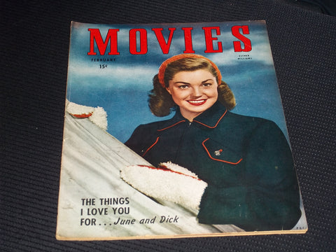 1947 FEBRUARY MOVIES MAGAZINE - ESTHER WILLIAMS FRONT COVER - E 15217