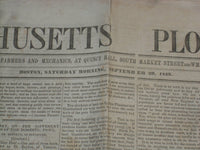 1849 SEPTEMBER 29 MASSACHUSETTS PLOUGHMAN NEWSPAPER- VICTOR HUGO SPEECH- NP 5173