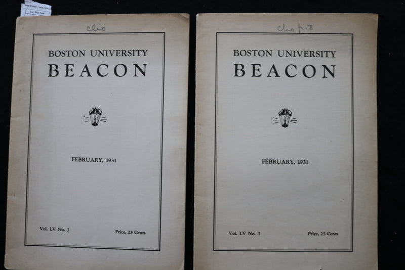 1931 FEBRUARY BOSTON UNIVERSITY BEACON - SAMUEL WAXMAN - LOT OF 2 - K 2214