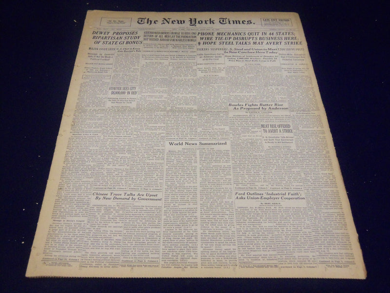 1946 JANUARY 10 NEW YORK TIMES - PHONE MECHANICS QUIT IN 44 STATES - NT 3468