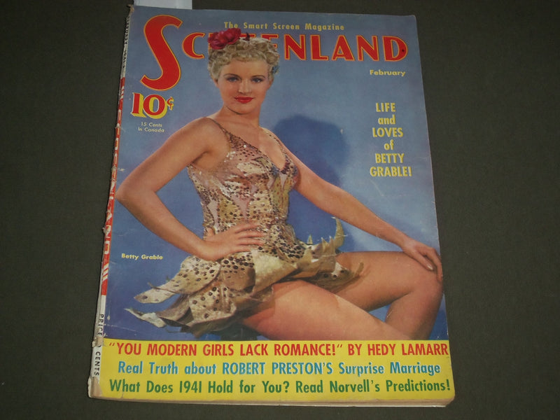 1941 FEBRUARY SCREENLAND MAGAZINE - BETTY GRABLE COVER - SP 7204