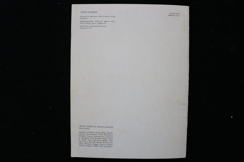 1981 CRITICA D'ARTE AFRICANA SOFTCOVER BOOK - KD 9825