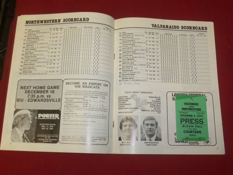 1979-1980 SHOWTIME PURDUE COLLEGE BASKETBALL PROGRAM-MCGAW HALL-LOT OF 2- J 4244