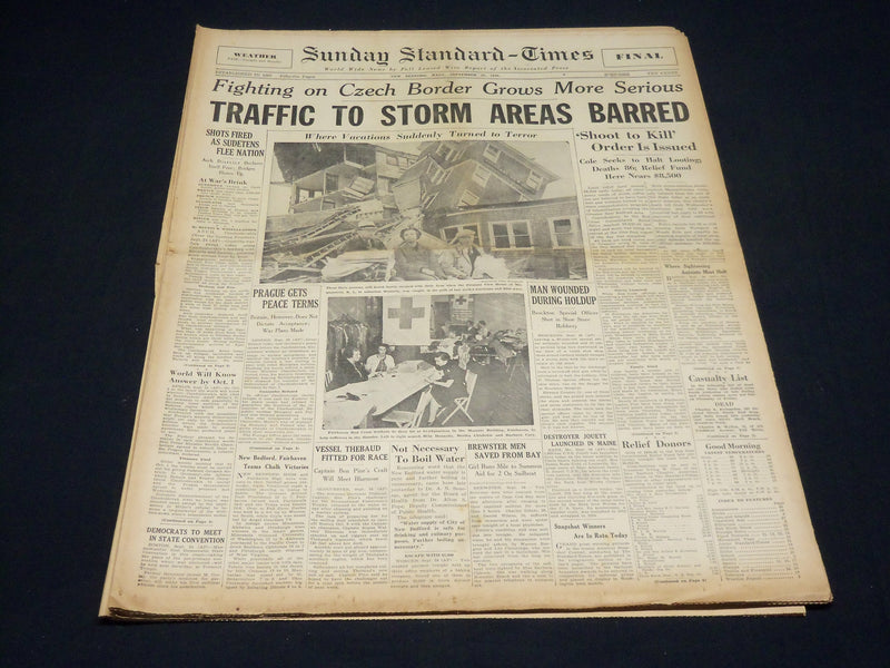 1938 SEPT 25 NEW BEDFORD STANDARD TIMES NEWSPAPER - TRAFFIC TO STORM - NT 8913