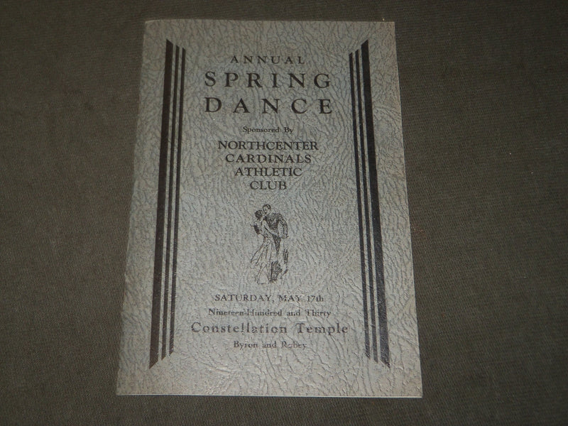 1930 MAY NORTHCENTER CARDINALS ATHLETIC CLUB SPRING DANCE PROGRAM - J 3481