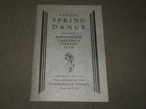 1930 MAY NORTHCENTER CARDINALS ATHLETIC CLUB SPRING DANCE PROGRAM - J 3481