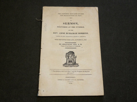 1814 REV. AMMI RUHAMAH ROBBINS FUNERAL SERMON BY CHAUNCEY LEE A. M. - J 6214