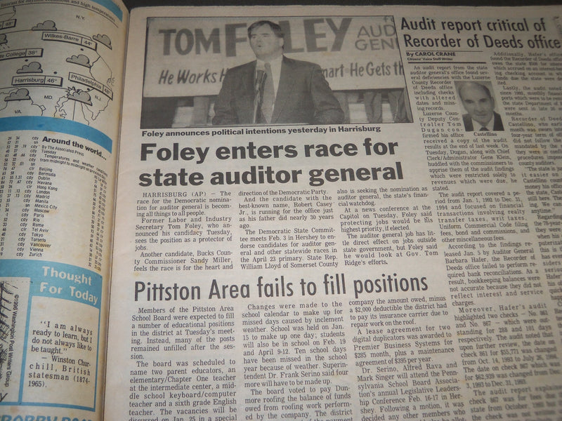 1996 THE CITIZENS VOICE NEWSPAPER LOT OF 4 - WILKES-BARRE, PA - NP 1808