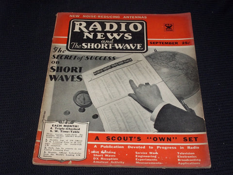 1934 SEPTEMBER RADIO NEWS & SHORT WAVE RADIO MAGAZINE - SHORT WAVES - E 4823