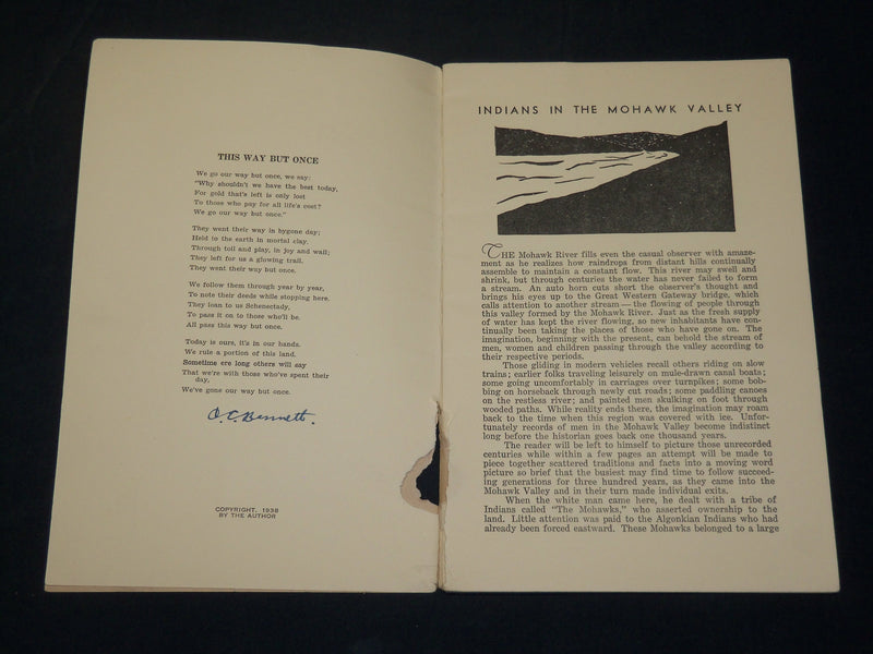 1938 MANY MOHAWK MOONS BOOK SIGNED BY C. E. BENNETT - J 5882