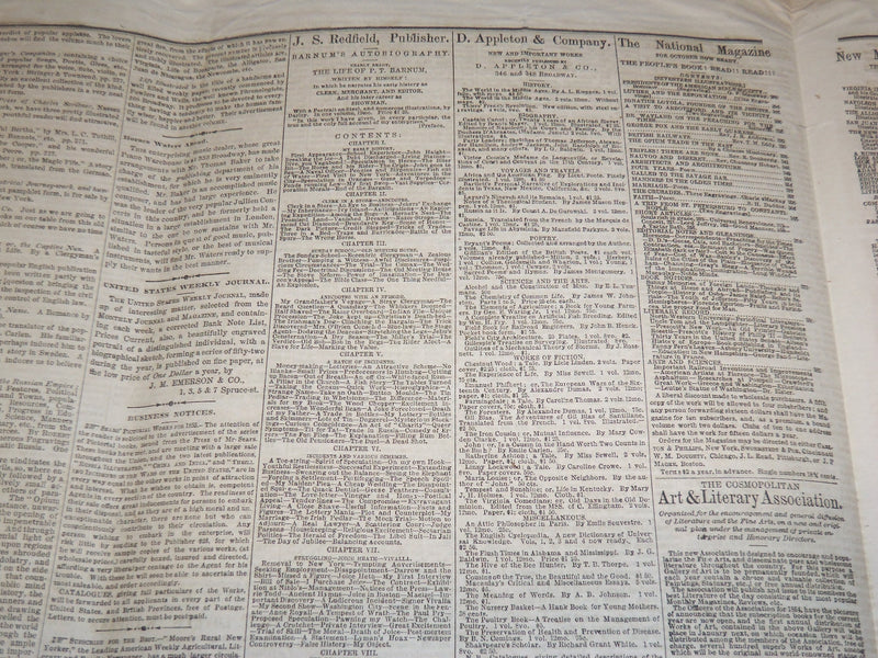 1854 DECEMBER UNITED STATES JOURNAL NEWSPAPER - JOSIAH WINSLOW - NP 3878L