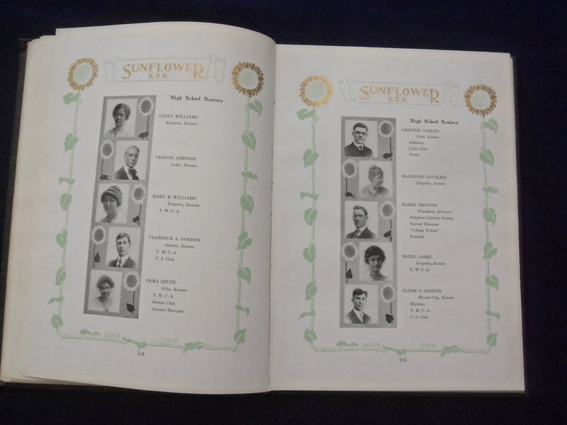 1915 THE SUNFLOWER KANSAS STATE NORMAL SCHOOL YEARBOOK - EMPORIA, KS - YB 3117