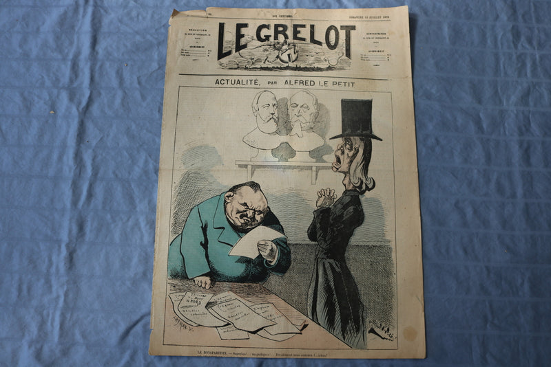 1872 JULY 13 LE GRELOT NEWSPAPER - ACTUALITE PAR ALFRED PETIT - FRENCH - NP 8591