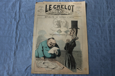 1872 JULY 13 LE GRELOT NEWSPAPER - ACTUALITE PAR ALFRED PETIT - FRENCH - NP 8591