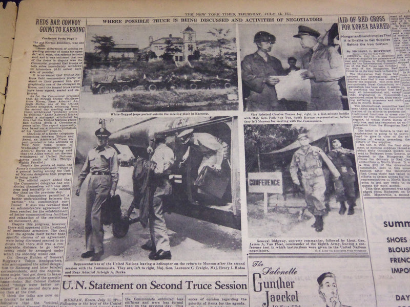 1951 JULY 12 NEW YORK TIMES - REDS BAR U. N. CONVOY INCLUDING PRESS - NT 2029
