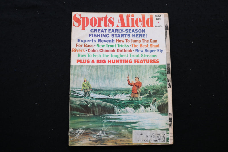 1969 MARCH SPORTS AFIELD MAGAZINE - BIG HUNTING FEATURES COVER - SP 4177V