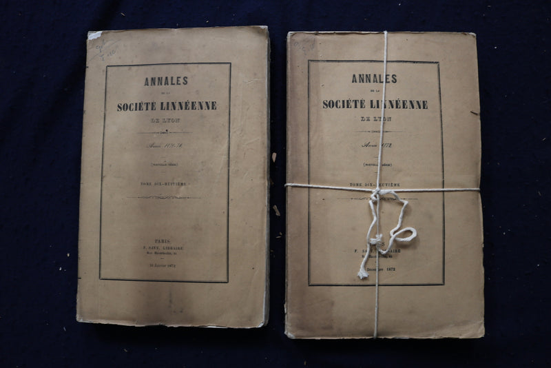 1847-1894 ANNALES DE LA SOCIETE LINNEENNE DE LYON BOUND VOLUMES-LOT OF 13-O 3495