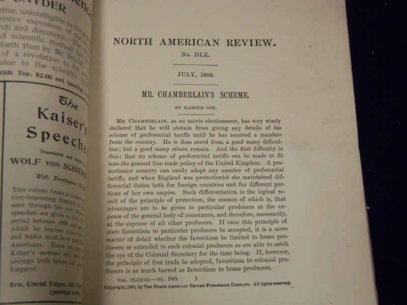 1903 NORTH AMERICAN REVIEW LOT OF 5 ISSUES - GREAT STORIES/ARTICLES - WR 666