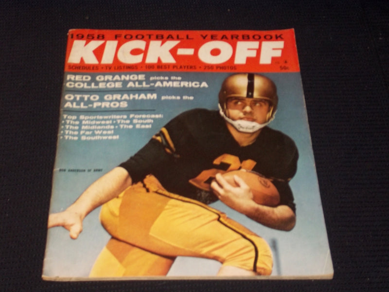 1958 FOOTBALL YEARBOOK KICK-OFF MAGAZINE - BOB ANDERSON ARMY COVER - E 7930