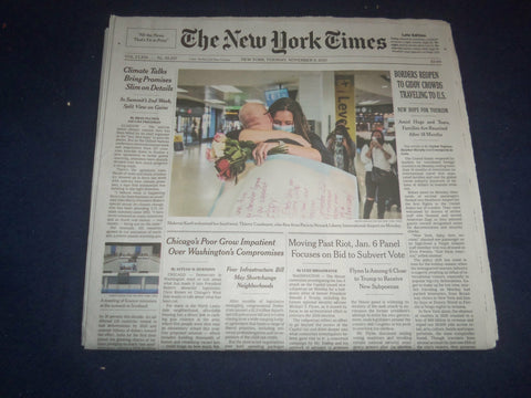 2021 NOVEMBER 9 NEW YORK TIMES -BORDERS REOPEN TO GIDDY CROWDS TRAVELING TO U.S.