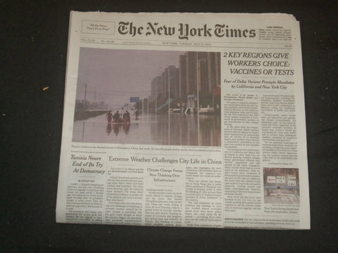 2021 JULY 27 NEW YORK TIMES - 2 KEY REGIONS GIVE WORKERS CHOICE: VACCINE OR TEST