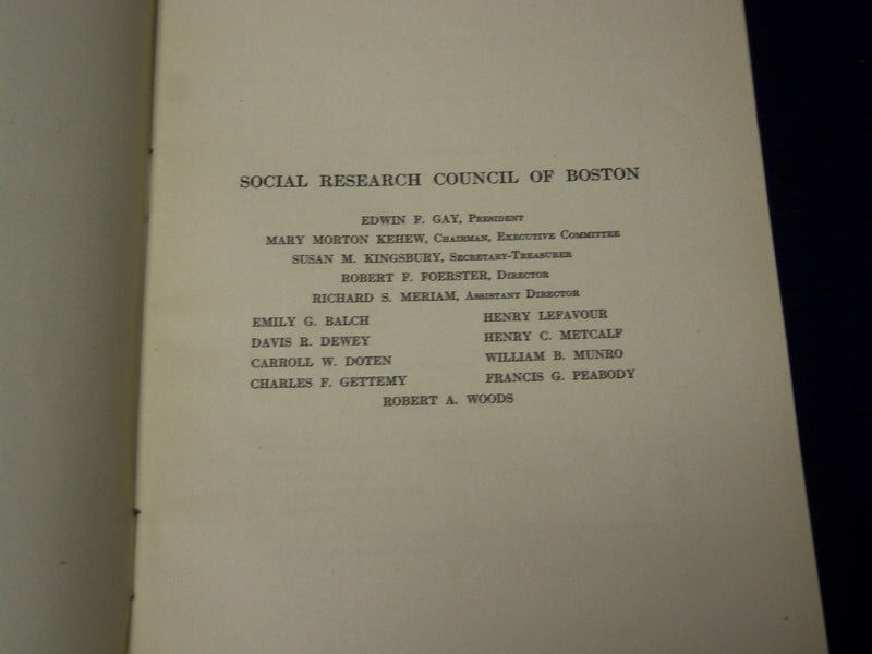 1913 SOCIAL RESEARCH COUNCIL OF BOSTON BULLETIN NO. 2 - HARVARD UNIV. - J 4546