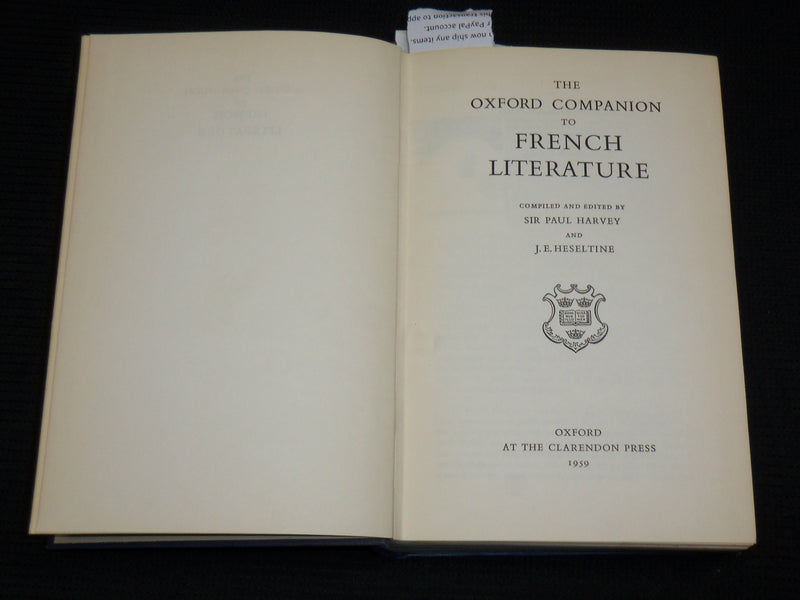 1959 THE OXFORD COMPANION TO FRENCH LITERATURE HARDCOVER BOOK - KD 7415