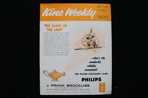 1964 APRIL 9 KINE WEEKLY MAGAZINE - THE SLAVE OF THE LAMP COVER - E 24624
