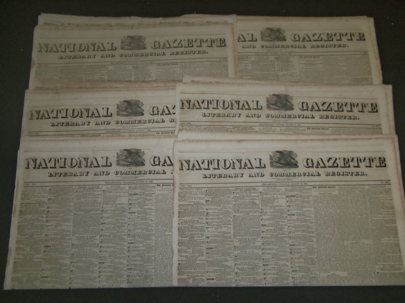 1841 NATIONAL GAZETTE LITERARY COMMERCIAL REGISTER NEWSPAPER LOT OF 19 - NP 1456