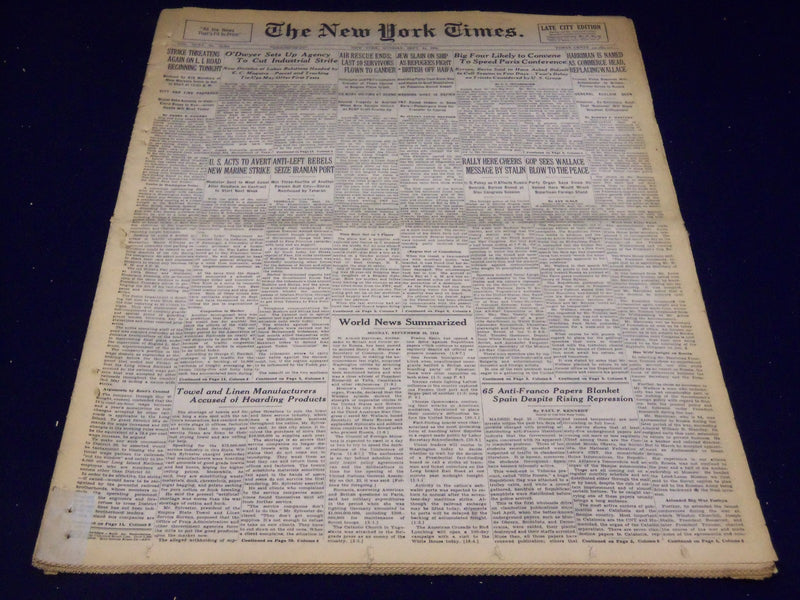 1946 SEPTEMBER 23 NEW YORK TIMES - REFUGEES FIGHT ON PALMACH - NT 3187