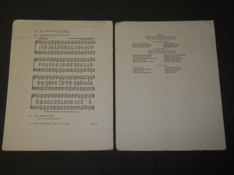 1912 AUGUST 30 UNIVERSITY OF CHICAGO 84TH CONVOCATION PROGRAM - J 3475