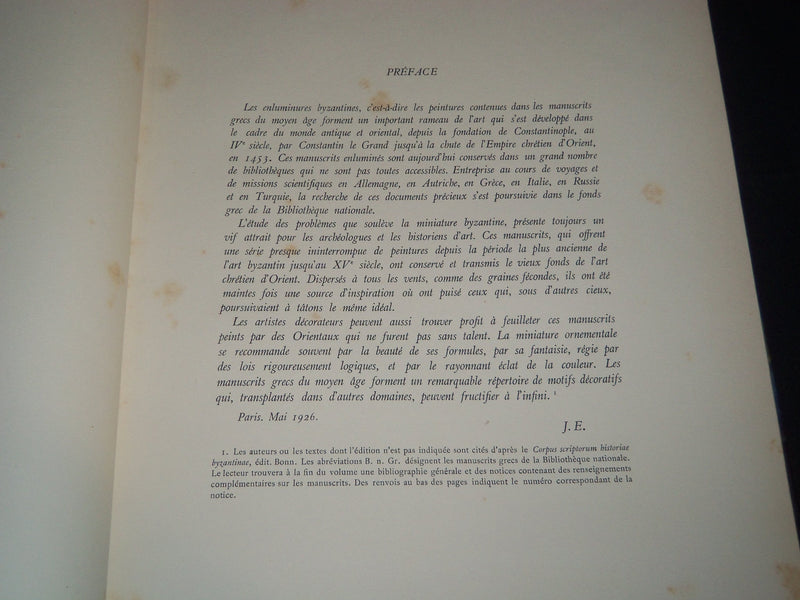 1926 LA MINIATURE BYZANTINE VOLUME BY JEAN EBERSOLT - GREAT PLATES - Z 43