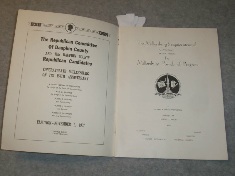 1957 MILLERSBURG PENNSYLVANIA SESQUICENTENIAL 1807-1957 PROGRAM - J 6287