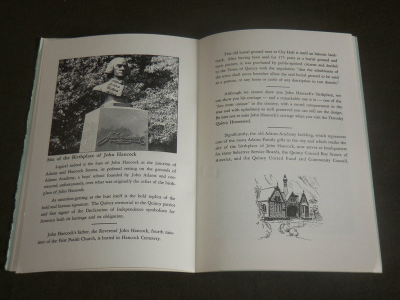 1960 HISTORICAL QUINCY CITY OF PRESIDENTS SOFTCOVER BOOK - J 7108