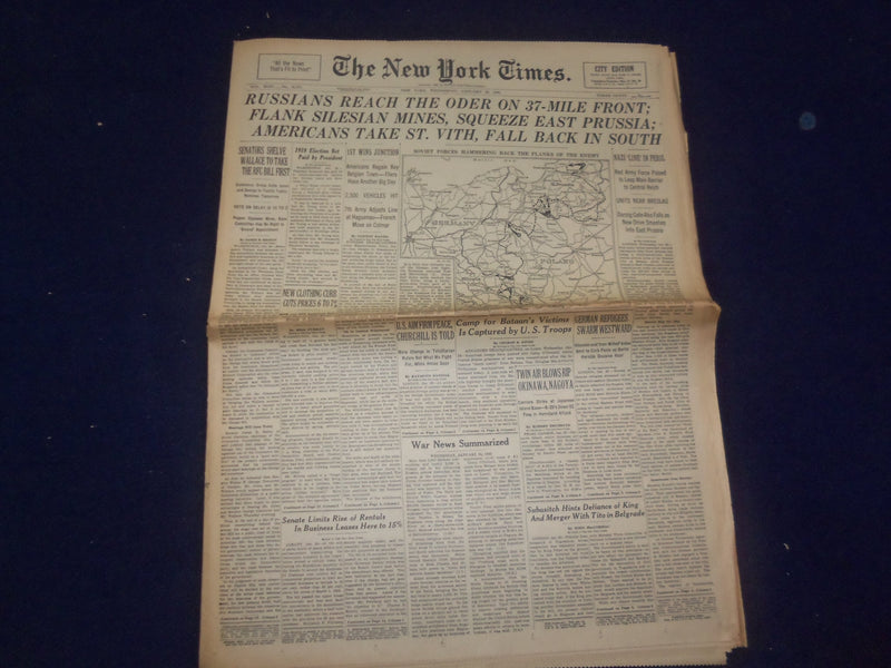 1945 JAN 24 NEW YORK TIMES - RUSSIANS REACH THE ODER ON 37-MILE FRONT - NP 6661
