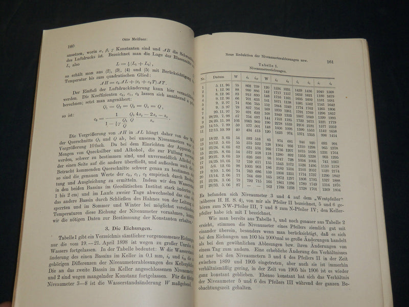 1915 NEUE REDUKTION DER NIVEAUMETERABLESUNGEN GERMAN BOOK BY MEISSNER - J 5910
