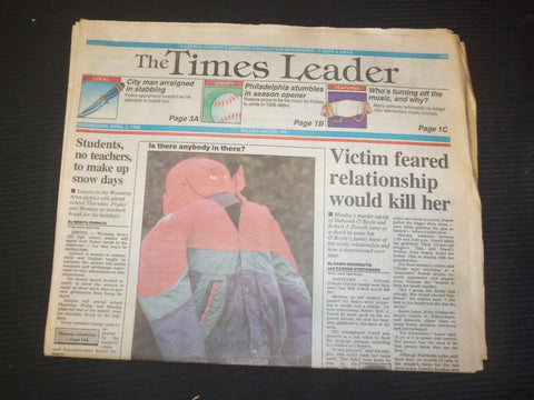 1996 APRIL 3 WILKES-BARRE TIMES LEADER - VICTIM FEARED RELATIONSHIP - NP 7593