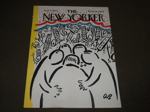 1964 AUGUST 22 NEW YORKER MAGAZINE FRONT COVER ONLY - GREAT ART FOR FRAMING